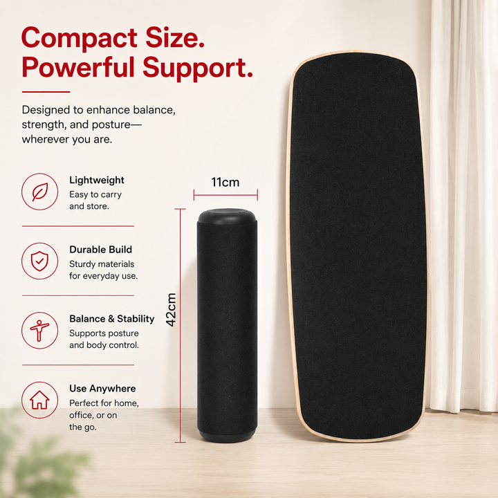 Premium Balance Board 360° Wobble Trainer Core Stability Balance Training Anti Slip Wooden Board Rubber Base Silent Home Gym Office Exercise Platform