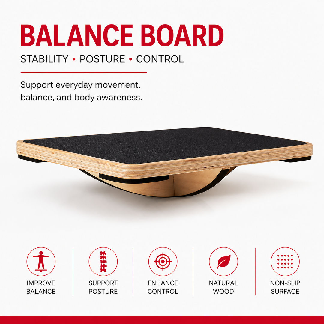 Premium Balance Board 360° Wobble Trainer Core Stability Balance Training Anti Slip Wooden Board Rubber Base Silent Home Gym Office Exercise Platform