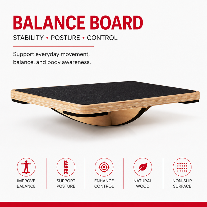 Premium Balance Board 360° Wobble Trainer Core Stability Balance Training Anti Slip Wooden Board Rubber Base Silent Home Gym Office Exercise Platform