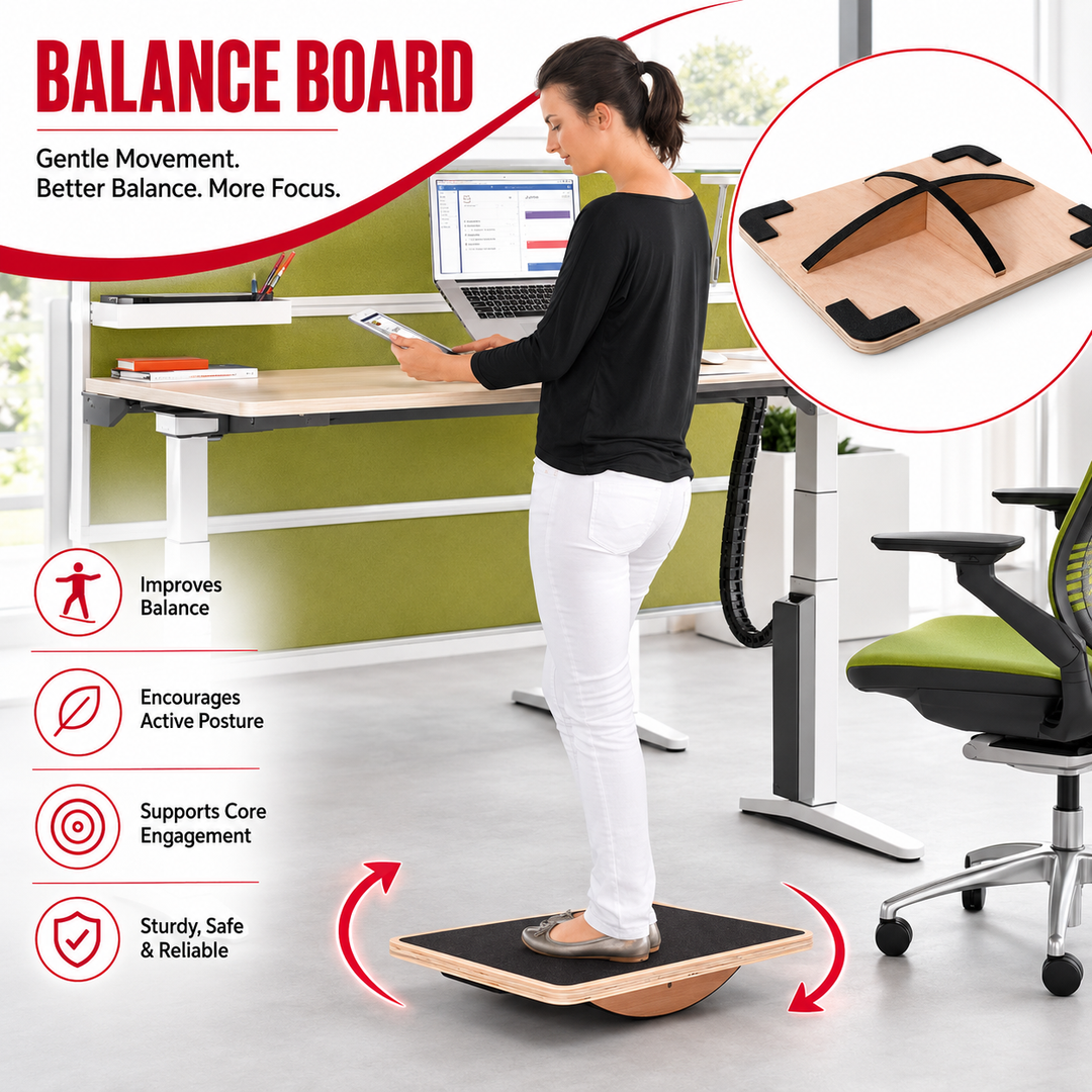Premium Balance Board 360° Wobble Trainer Core Stability Balance Training Anti Slip Wooden Board Rubber Base Silent Home Gym Office Exercise Platform