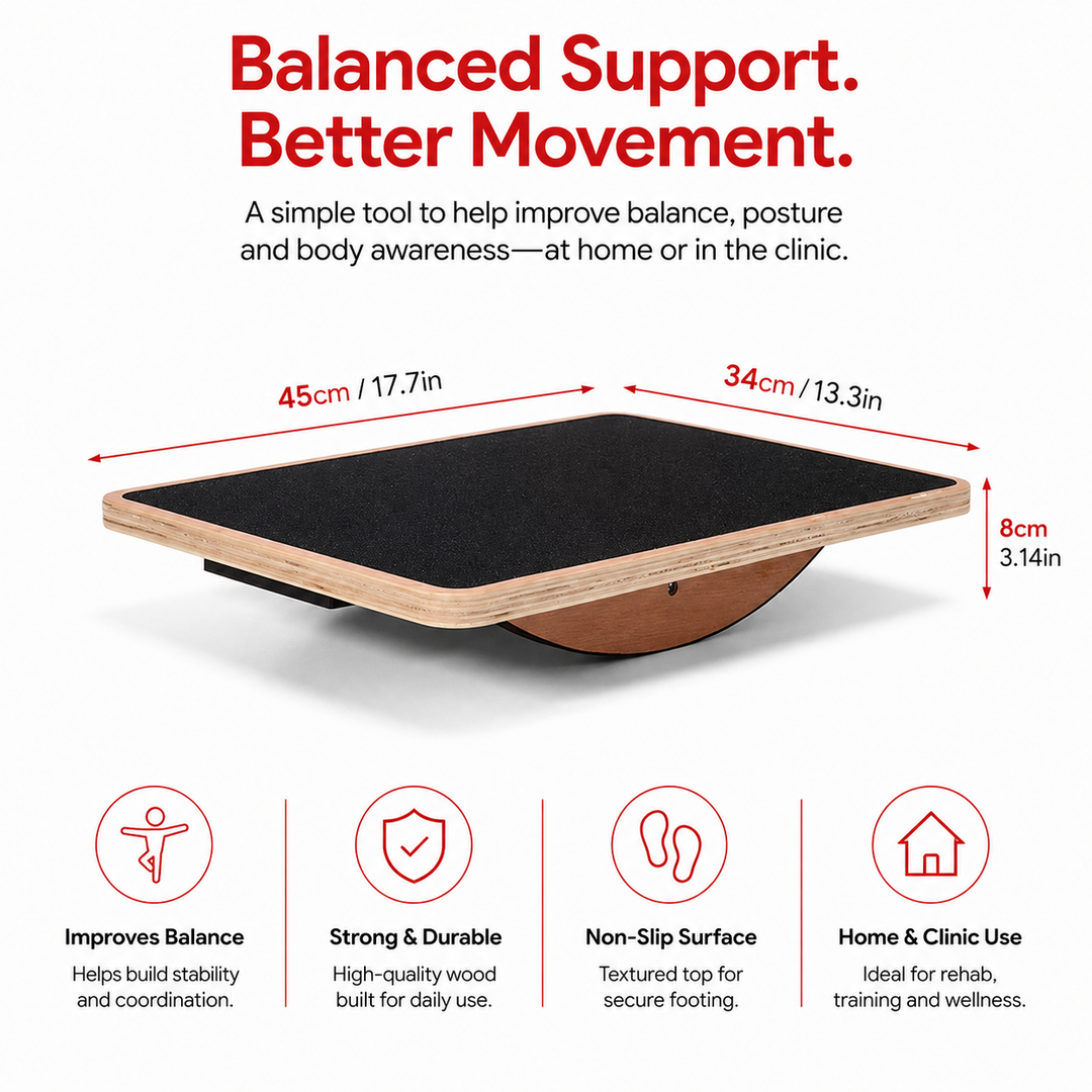 Premium Balance Board 360° Wobble Trainer Core Stability Balance Training Anti Slip Wooden Board Rubber Base Silent Home Gym Office Exercise Platform