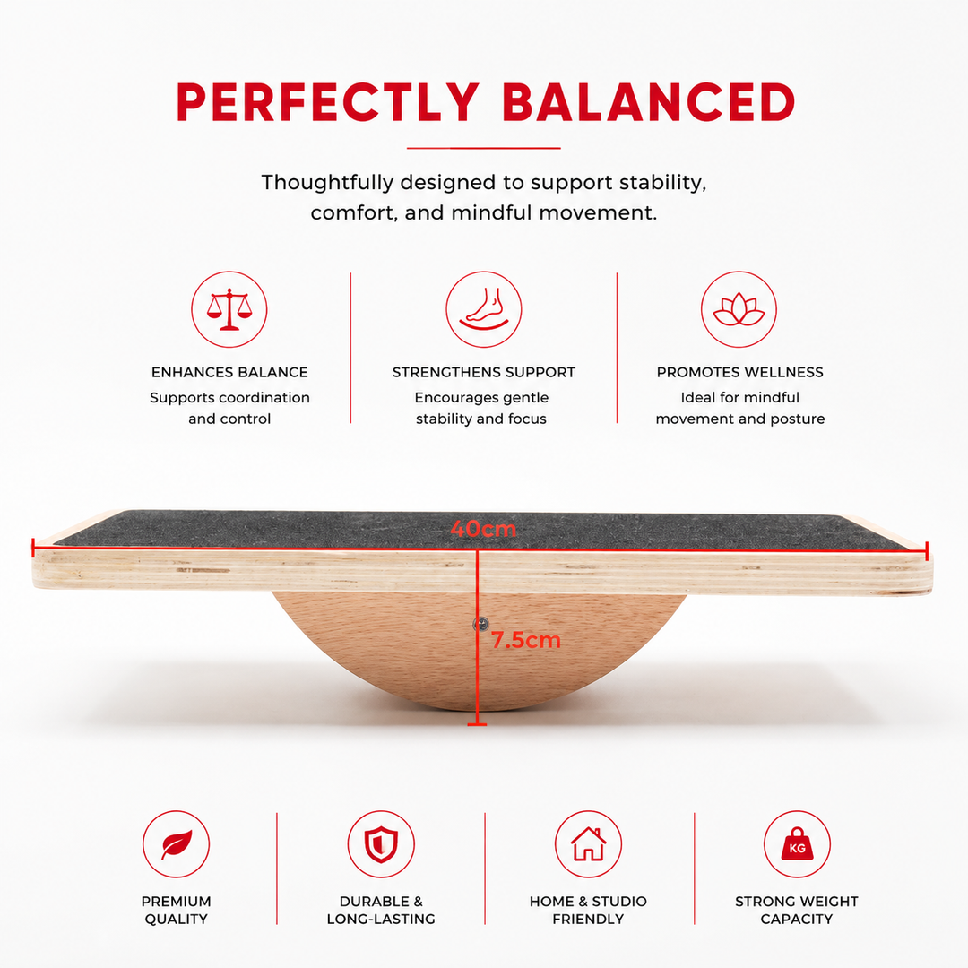 Premium Balance Board 360° Wobble Trainer Core Stability Balance Training Anti Slip Wooden Board Rubber Base Silent Home Gym Office Exercise Platform