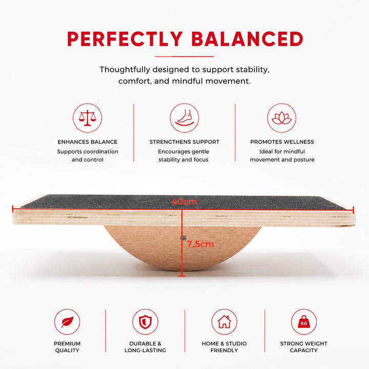 Premium Balance Board 360° Wobble Trainer Core Stability Balance Training Anti Slip Wooden Board Rubber Base Silent Home Gym Office Exercise Platform