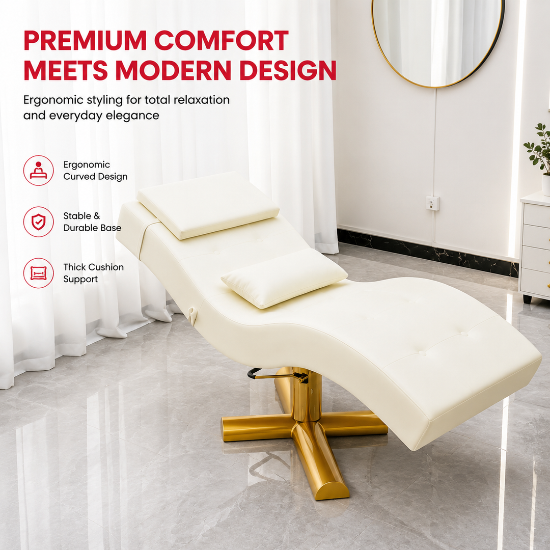 Premium Beauty Care Bed Facial Hydrotherapy Head Massage Table Foldable Spa Treatment Chair Genuine Leather Adjustable Reclining Salon Furniture