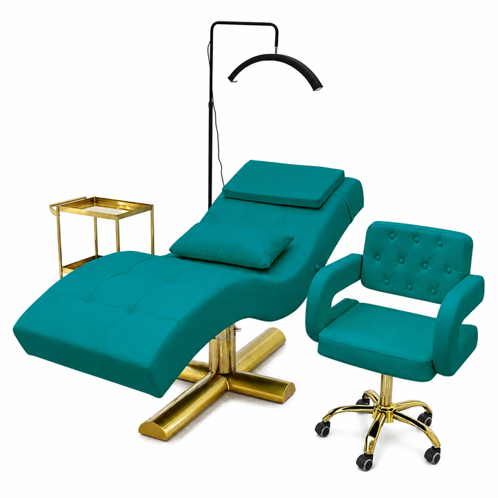 Premium Beauty Care Bed Facial Hydrotherapy Head Massage Table Foldable Spa Treatment Chair Genuine Leather Adjustable Reclining Salon Furniture