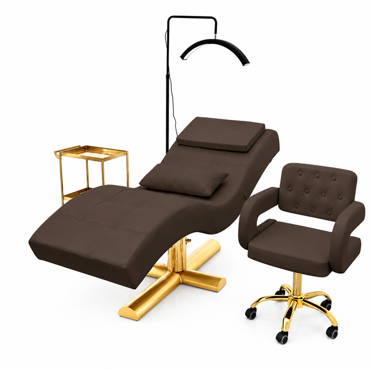 Premium Beauty Care Bed Facial Hydrotherapy Head Massage Table Foldable Spa Treatment Chair Genuine Leather Adjustable Reclining Salon Furniture