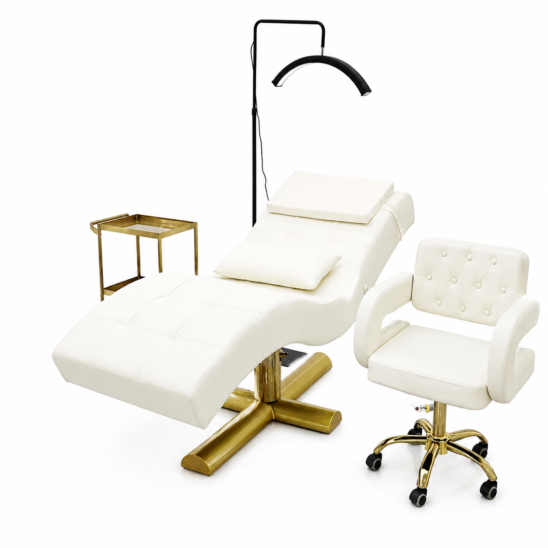 Premium Beauty Care Bed Facial Hydrotherapy Head Massage Table Foldable Spa Treatment Chair Genuine Leather Adjustable Reclining Salon Furniture