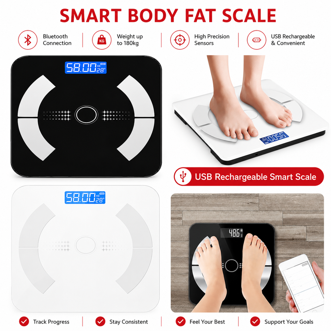 Premium Bluetooth Body Fat Scale Smart Digital Bathroom Scale BMI Body Composition Analyzer LED Display App Sync Multi User Health Tracker