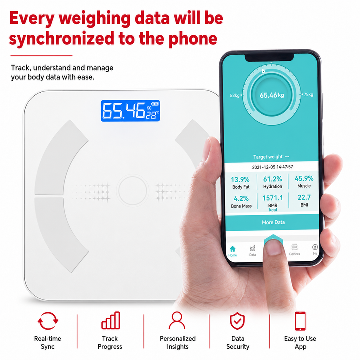 Premium Bluetooth Body Fat Scale Smart Digital Bathroom Scale BMI Body Composition Analyzer LED Display App Sync Multi User Health Tracker