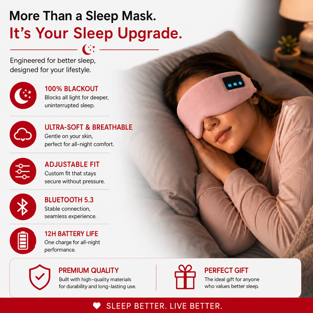 Premium Bluetooth Sleep Mask Silk Eye Mask with HD Audio Wireless Headphones 12H Battery Light Blocking Sleep Headphones for Travel Meditation Relaxation