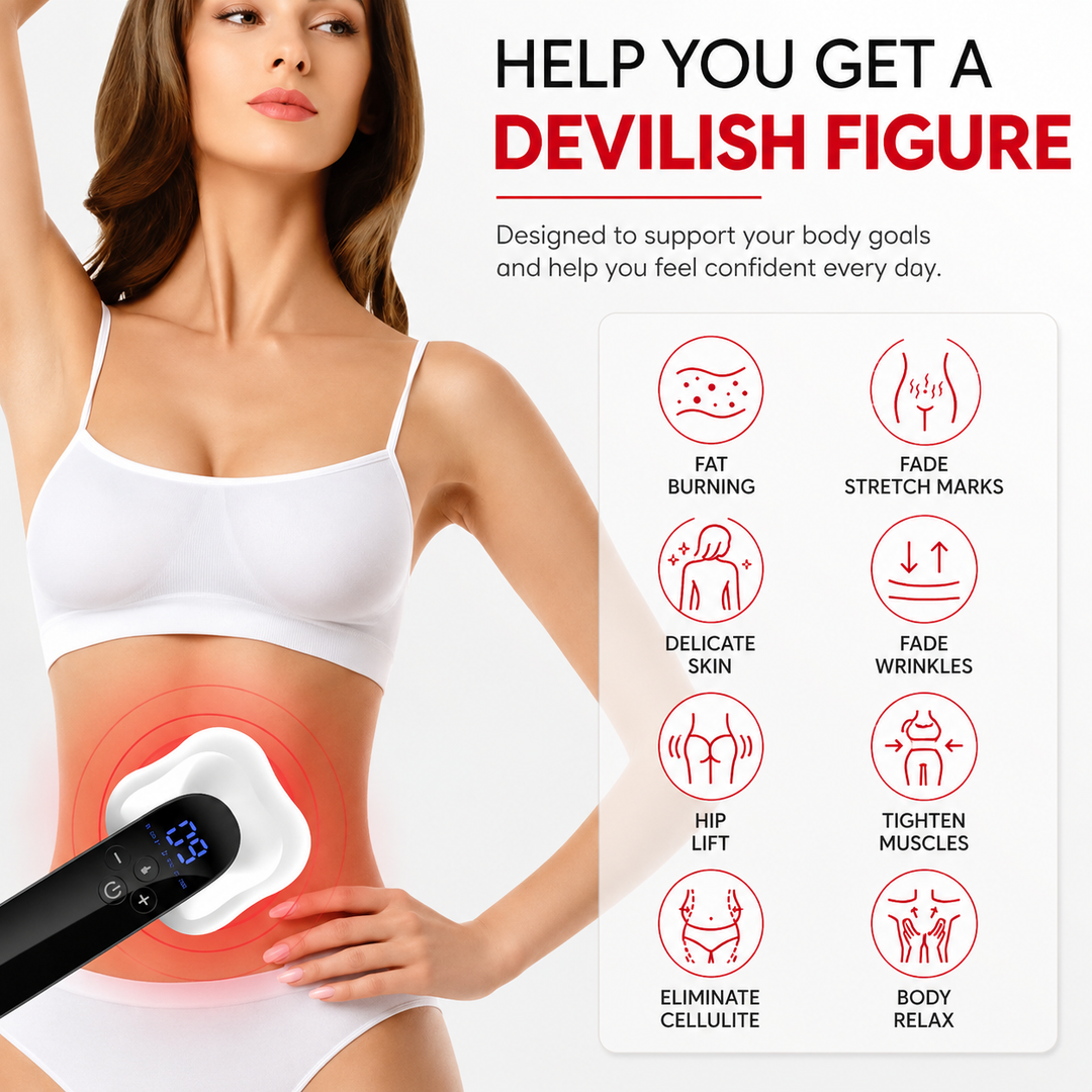 Premium Body Slimming Massager 4-in-1 RF Red Light Microcurrent Heat Therapy Skin Tightening Fat Burning Cellulite Reduction Body Sculpting Device Home Use
