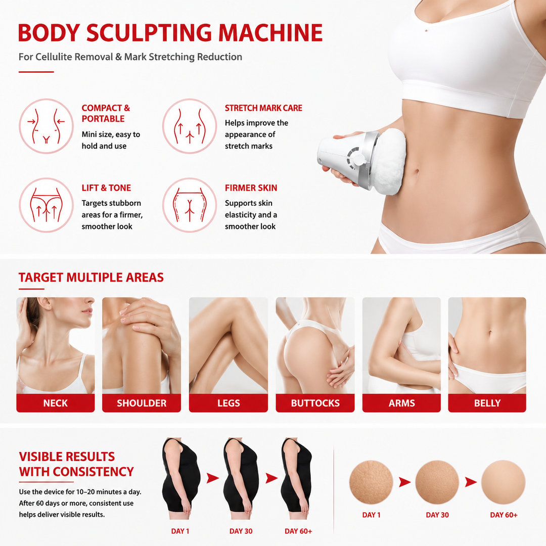 Premium Body Slimming Massager Electric Rolling Cellulite Massager Circulation Muscle Relaxation Body Contouring Portable Ergonomic Handheld Body Care Device