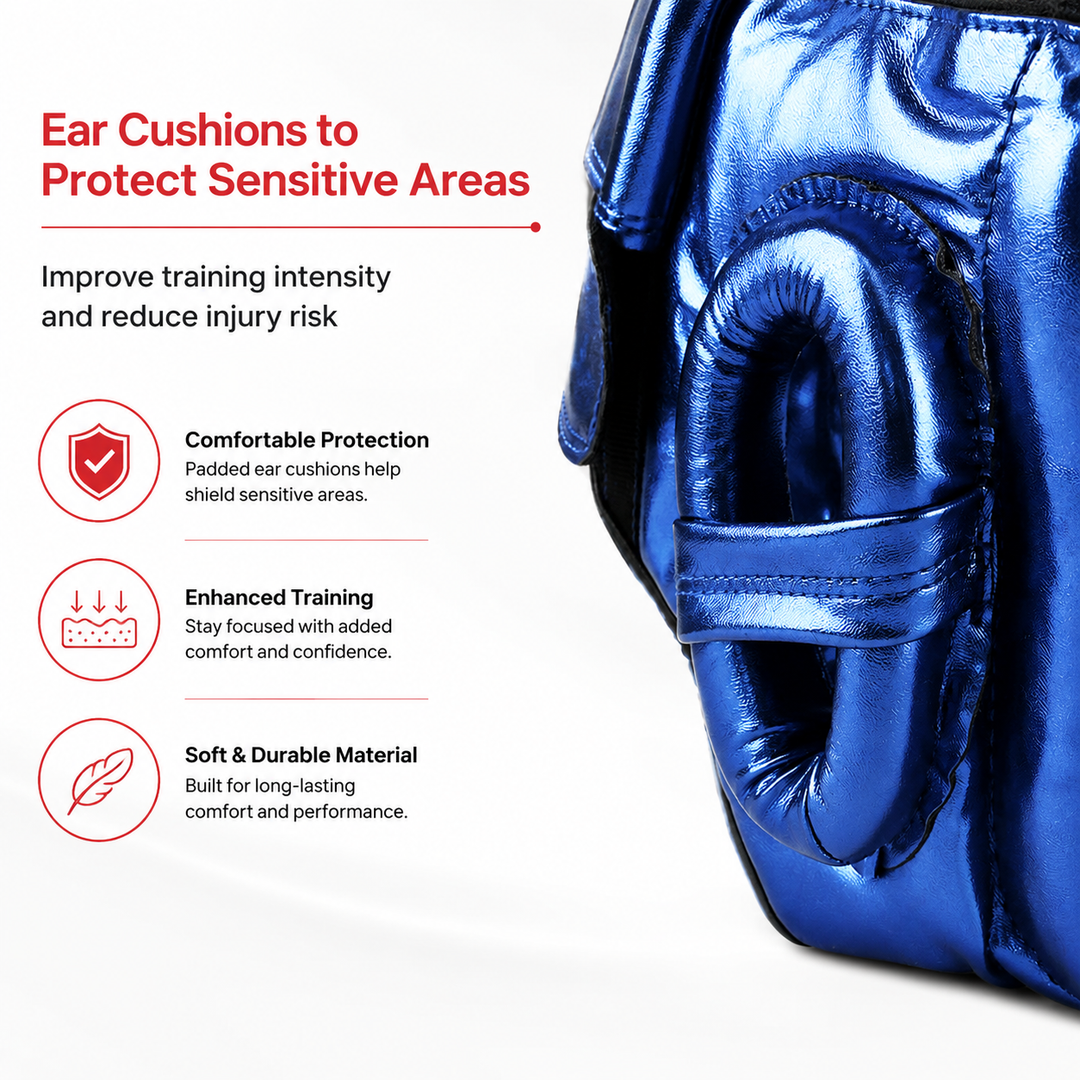 Premium Boxing Helmet Muay Thai Kickboxing Sanda Headgear Protective Head Guard Combat Sports Sparring Helmet Adjustable Lightweight Breathable Training Gear