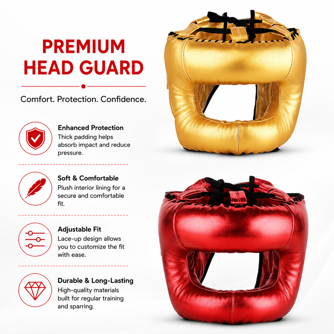Premium Boxing Helmet Muay Thai Kickboxing Sanda Headgear Protective Head Guard Combat Sports Sparring Helmet Adjustable Lightweight Breathable Training Gear