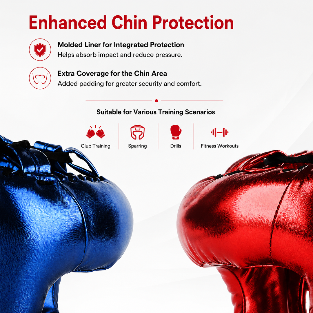 Premium Boxing Helmet Muay Thai Kickboxing Sanda Headgear Protective Head Guard Combat Sports Sparring Helmet Adjustable Lightweight Breathable Training Gear