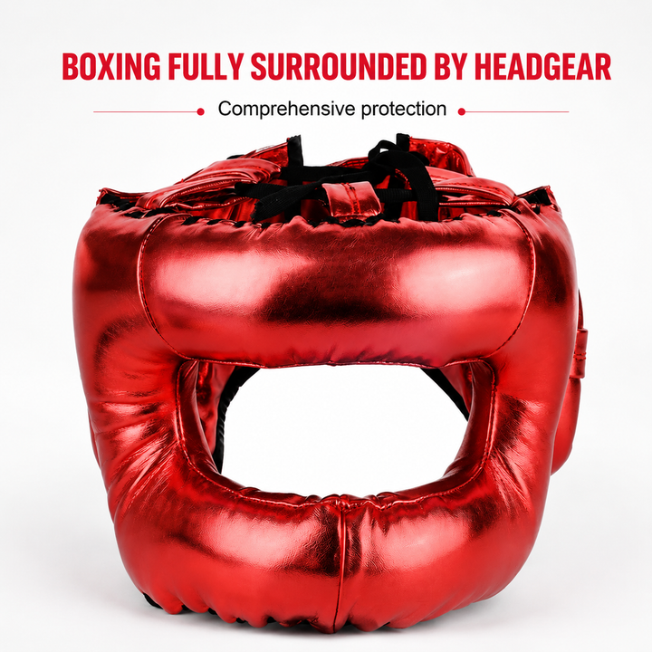 Premium Boxing Helmet Muay Thai Kickboxing Sanda Headgear Protective Head Guard Combat Sports Sparring Helmet Adjustable Lightweight Breathable Training Gear