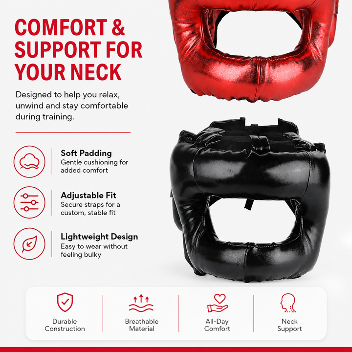 Premium Boxing Helmet Muay Thai Kickboxing Sanda Headgear Protective Head Guard Combat Sports Sparring Helmet Adjustable Lightweight Breathable Training Gear