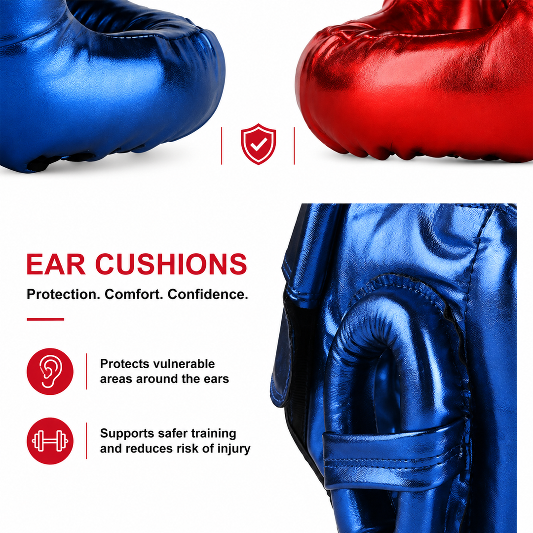 Premium Boxing Helmet Muay Thai Kickboxing Sanda Headgear Protective Head Guard Combat Sports Sparring Helmet Adjustable Lightweight Breathable Training Gear