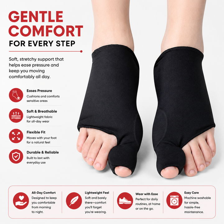 Premium Bunion Corrector Toe Separator 2Pcs Soft Gel Hallux Valgus Orthopedic Big Toe Spreader Fabric Comfort Support Pain Relief Alignment Foot Care