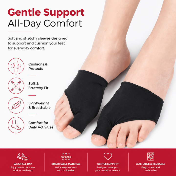Premium Bunion Corrector Toe Separator 2Pcs Soft Gel Hallux Valgus Orthopedic Big Toe Spreader Fabric Comfort Support Pain Relief Alignment Foot Care