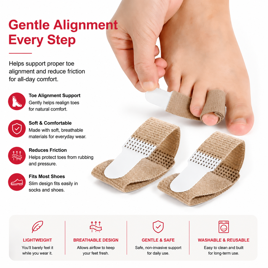 Premium Bunion Corrector Toe Separator 2Pcs Soft Gel Hallux Valgus Orthopedic Big Toe Spreader Fabric Comfort Support Pain Relief Alignment Foot Care