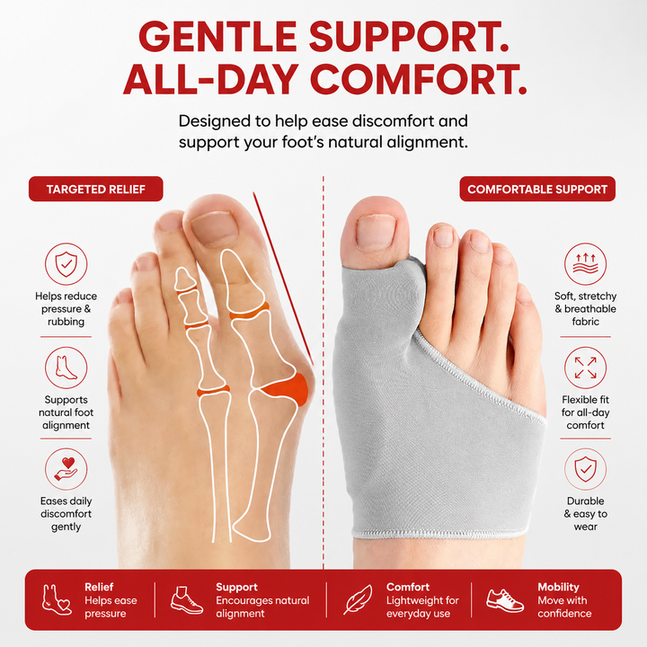 Premium Bunion Corrector Toe Separator 2Pcs Soft Gel Hallux Valgus Orthopedic Big Toe Spreader Fabric Comfort Support Pain Relief Alignment Foot Care