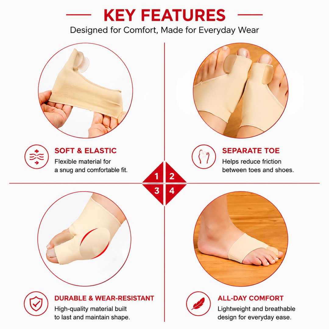 Premium Bunion Corrector Toe Separator 2Pcs Soft Gel Hallux Valgus Orthopedic Big Toe Spreader Fabric Comfort Support Pain Relief Alignment Foot Care