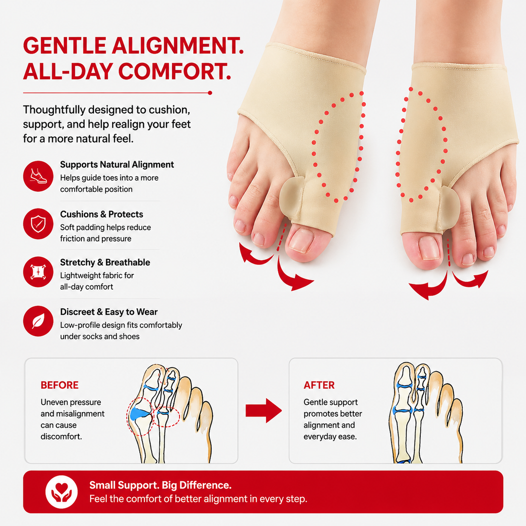 Premium Bunion Corrector Toe Separator 2Pcs Soft Gel Hallux Valgus Orthopedic Big Toe Spreader Fabric Comfort Support Pain Relief Alignment Foot Care