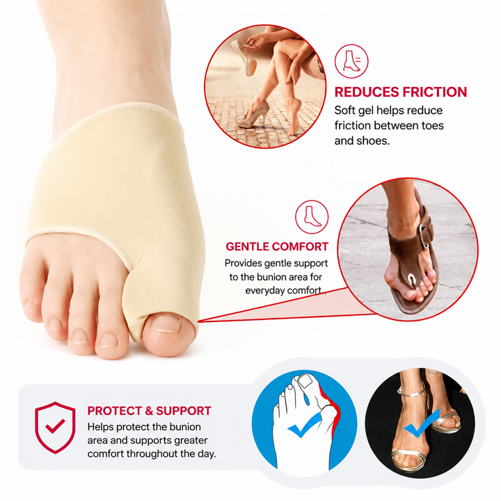 Premium Bunion Corrector Toe Separator 2Pcs Soft Gel Hallux Valgus Orthopedic Big Toe Spreader Fabric Comfort Support Pain Relief Alignment Foot Care