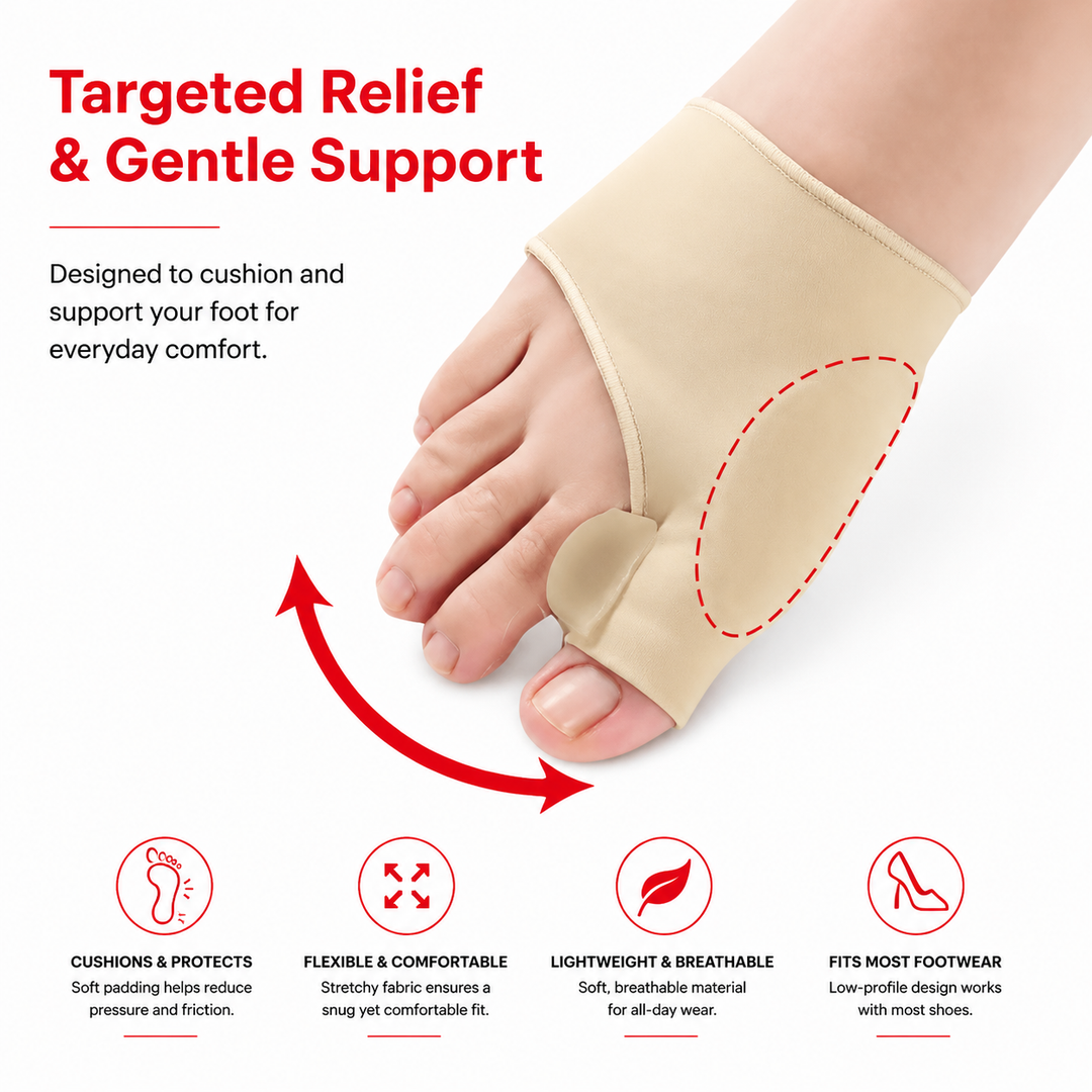 Premium Bunion Corrector Toe Separator 2Pcs Soft Gel Hallux Valgus Orthopedic Big Toe Spreader Fabric Comfort Support Pain Relief Alignment Foot Care