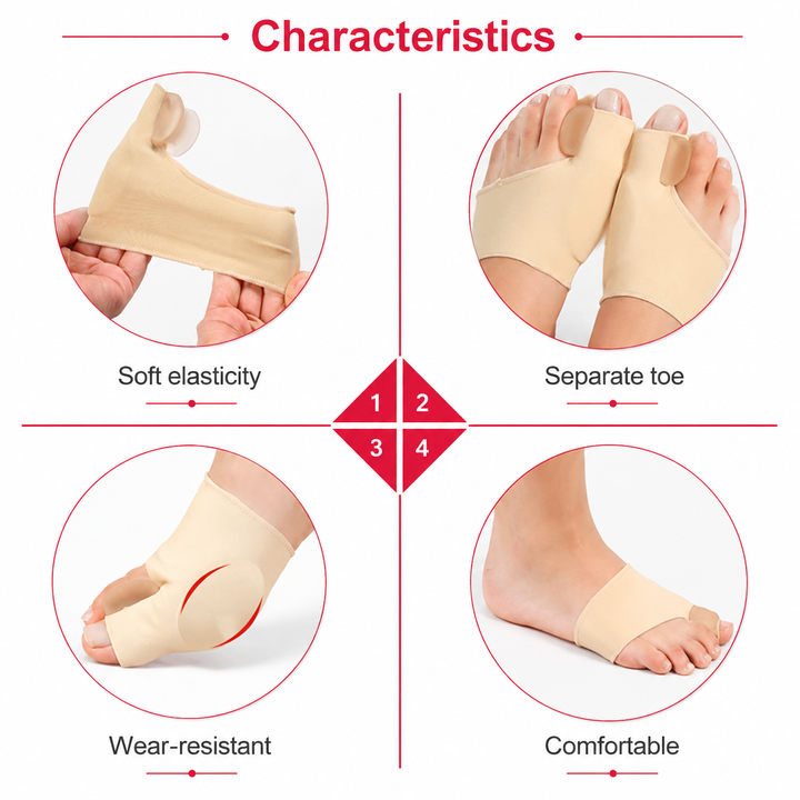 Premium Bunion Corrector Toe Separator Gel Big Toe Spacer Adjustable Fabric Foot Support Reusable 2 Pack Comfortable Fit Walking Daily Use Foot Alignment Care