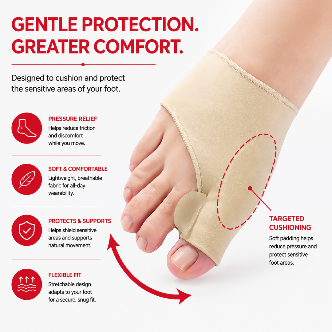 Premium Bunion Corrector Toe Separator Gel Big Toe Spacer Adjustable Fabric Foot Support Reusable 2 Pack Comfortable Fit Walking Daily Use Foot Alignment Care