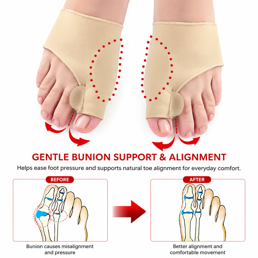 Premium Bunion Corrector Toe Separator Gel Big Toe Spacer Adjustable Fabric Foot Support Reusable 2 Pack Comfortable Fit Walking Daily Use Foot Alignment Care