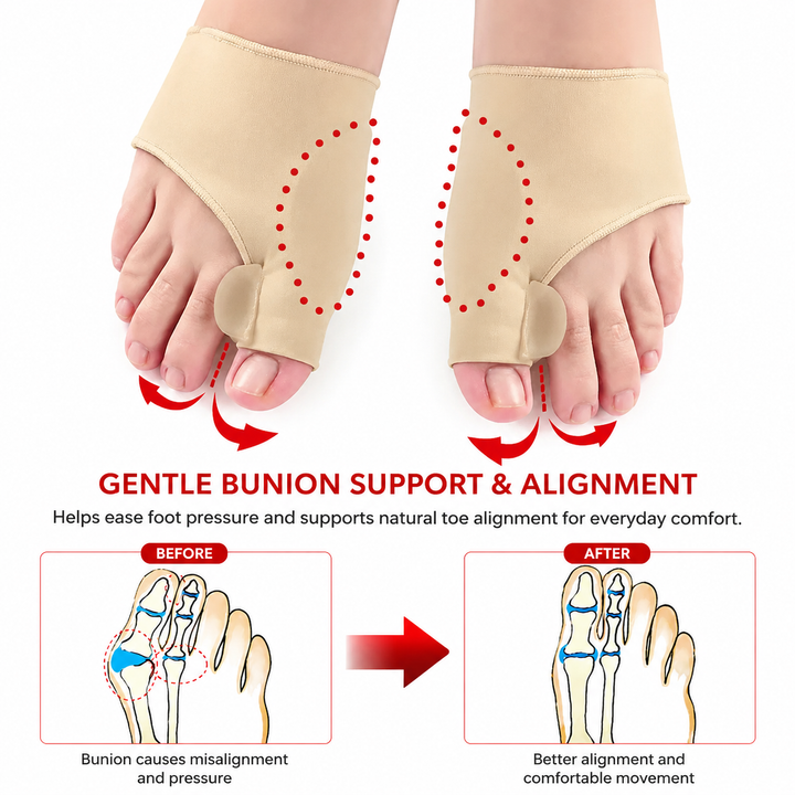 Premium Bunion Corrector Toe Separator Gel Big Toe Spacer Adjustable Fabric Foot Support Reusable 2 Pack Comfortable Fit Walking Daily Use Foot Alignment Care