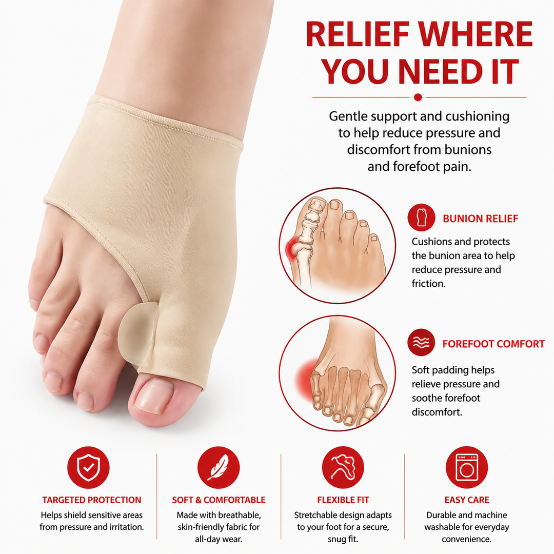 Premium Bunion Corrector Toe Separator Gel Big Toe Spacer Adjustable Fabric Foot Support Reusable 2 Pack Comfortable Fit Walking Daily Use Foot Alignment Care