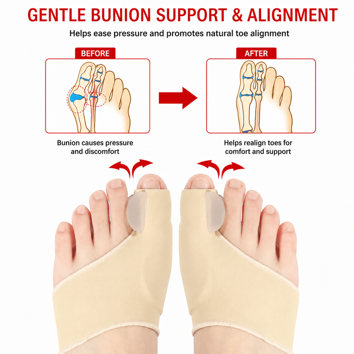 Premium Bunion Corrector Toe Separator Gel Big Toe Spacer Soft Flexible Foot Support Reusable Pair Comfort Fit Daily Use Travel Shoe Care