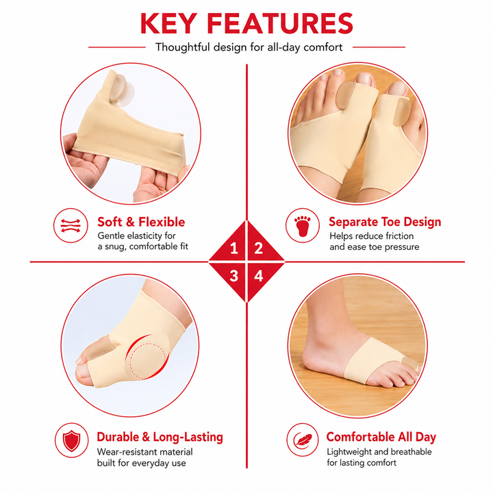 Premium Bunion Corrector Toe Separator Soft Gel Big Toe Comfort Support Hallux Valgus Foot Care Pain Relief Flexible Toe Alignment 1 Pair