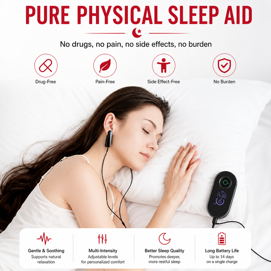 Premium CES Sleep Aid Device Cranial Electrotherapy Ear Clip Relaxation Device 9 Intensity Levels USB-C Rechargeable Portable Wellness Support