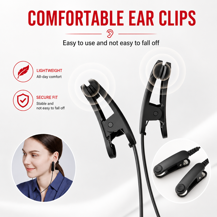 Premium CES Sleep Aid Device Cranial Electrotherapy Ear Clip Relaxation Device 9 Intensity Levels USB-C Rechargeable Portable Wellness Support