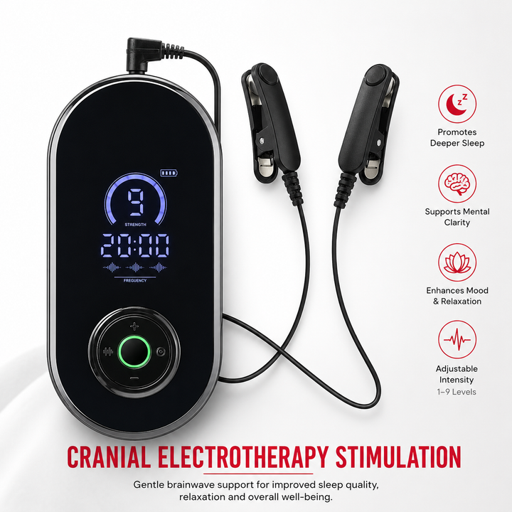 Premium CES Sleep Aid Device Cranial Electrotherapy Ear Clip Relaxation Device 9 Intensity Levels USB-C Rechargeable Portable Wellness Support