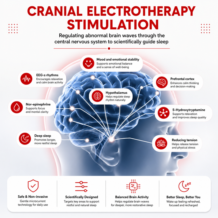 Premium CES Sleep Aid Device Cranial Electrotherapy Ear Clip Relaxation Device 9 Intensity Levels USB-C Rechargeable Portable Wellness Support