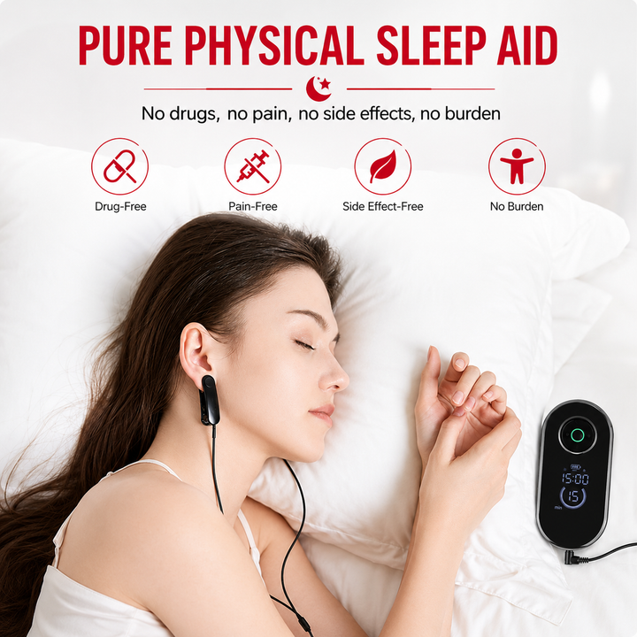 Premium CES Sleep Aid Device Microcurrent Ear Clip Sleep Therapy for Relaxation Stress Support Adjustable Intensity USB-C Rechargeable Portable Design