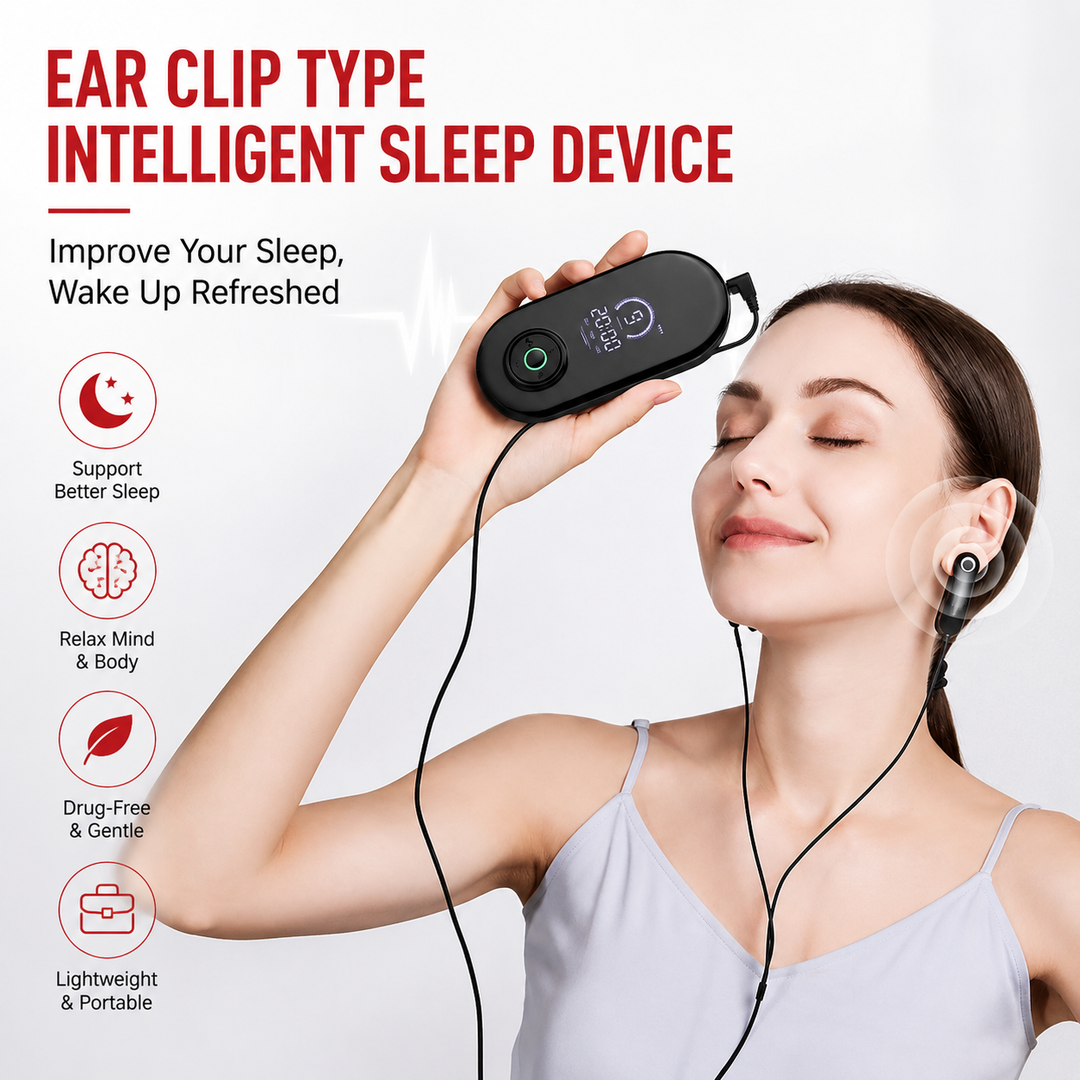 Premium CES Sleep Aid Device Microcurrent Ear Clip Sleep Therapy for Relaxation Stress Support Adjustable Intensity USB-C Rechargeable Portable Design
