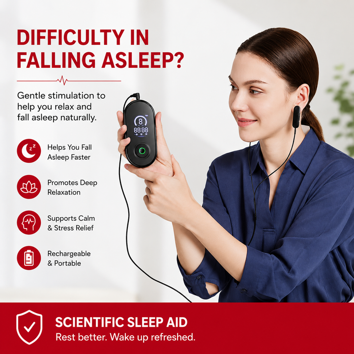 Premium CES Sleep Aid Device Microcurrent Ear Clip Sleep Therapy for Relaxation Stress Support Adjustable Intensity USB-C Rechargeable Portable Design