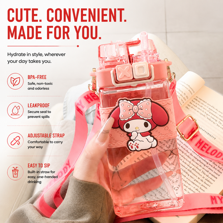 Premium Cartoon Water Bottle 520ML Double Drink Cup Leak Proof Plastic Bottle Cute Design Portable Student Bottle School Travel Daily Use