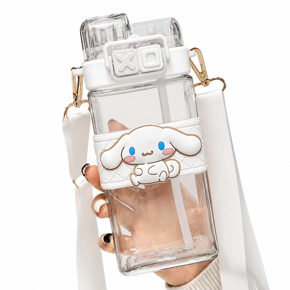 Premium Cartoon Water Bottle 520ML Double Drink Cup Leak Proof Plastic Bottle Cute Design Portable Student Bottle School Travel Daily Use