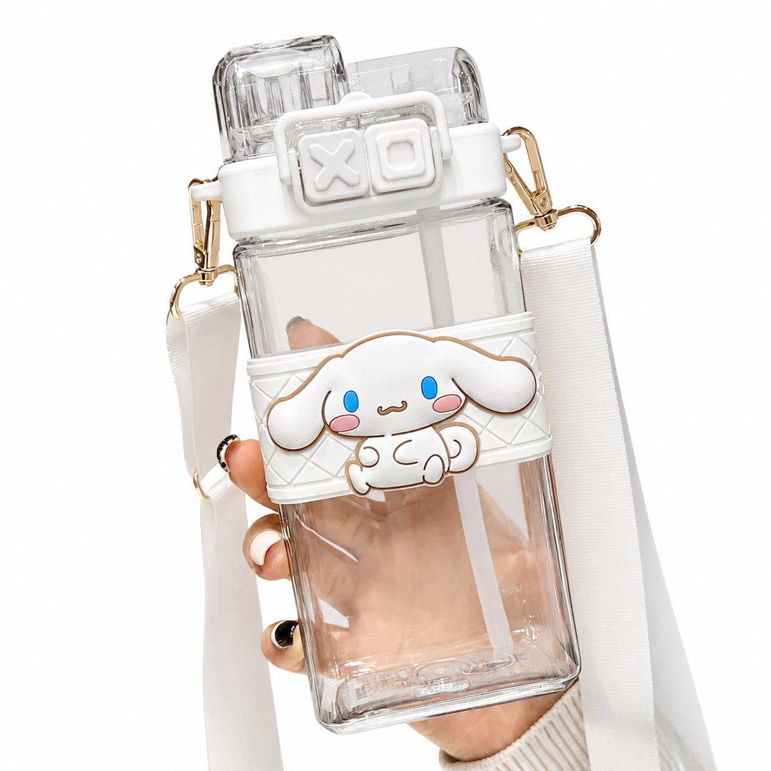 Premium Cartoon Water Bottle 520ML Double Drink Cup Leak Proof Plastic Bottle Cute Design Portable Student Bottle School Travel Daily Use