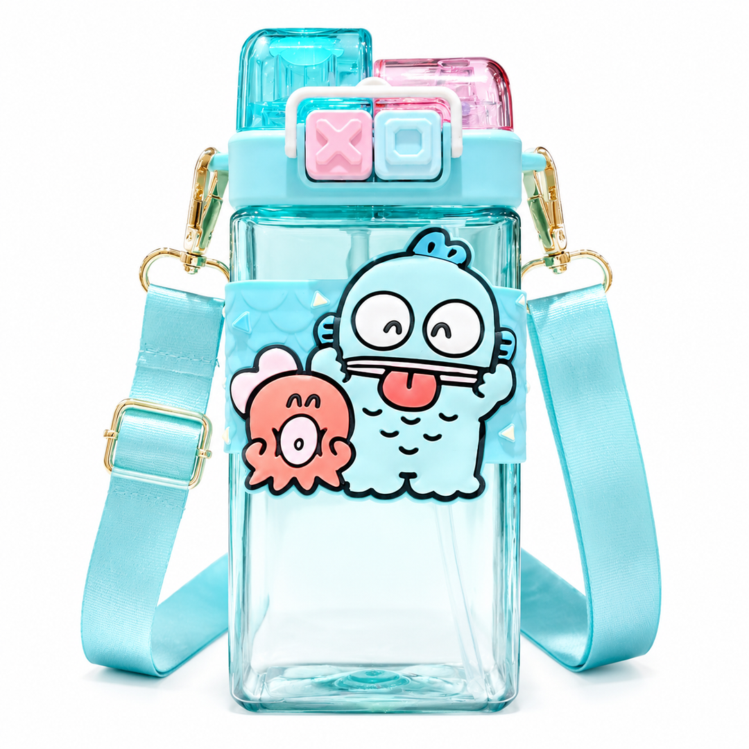 Premium Cartoon Water Bottle 520ML Double Drink Cup Leak Proof Plastic Bottle Cute Design Portable Student Bottle School Travel Daily Use