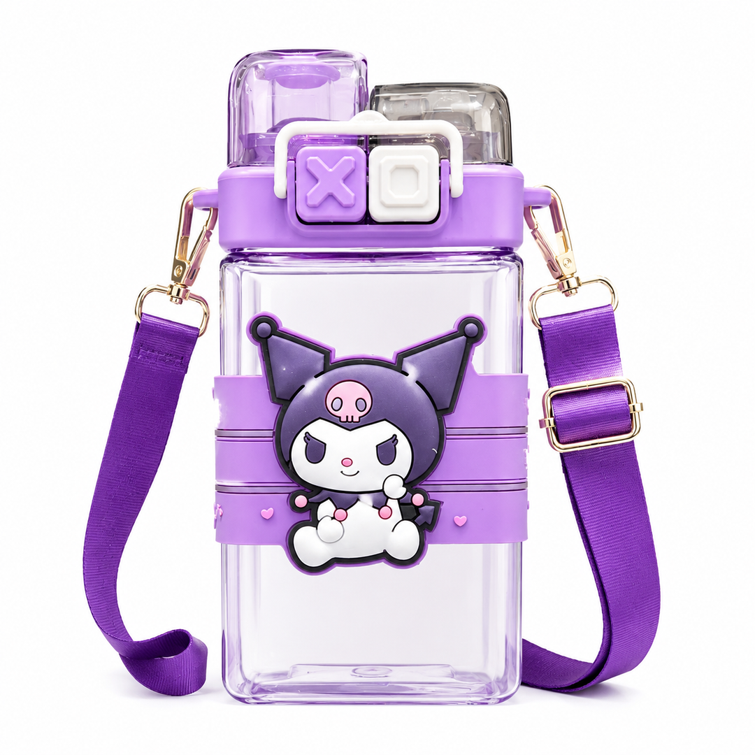 Premium Cartoon Water Bottle 520ML Double Drink Cup Leak Proof Plastic Bottle Cute Design Portable Student Bottle School Travel Daily Use