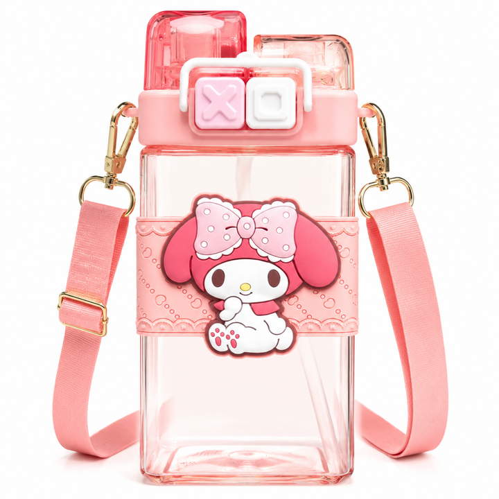 Premium Cartoon Water Bottle 520ML Double Drink Cup Leak Proof Plastic Bottle Cute Design Portable Student Bottle School Travel Daily Use